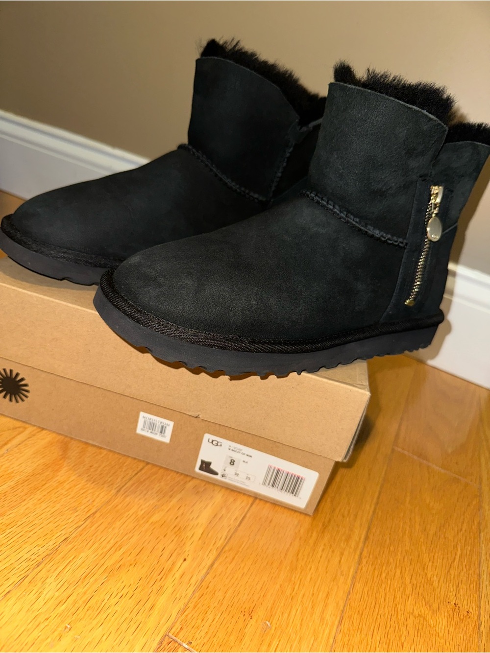 UGG Black Suede Short Zip Ankle Booties